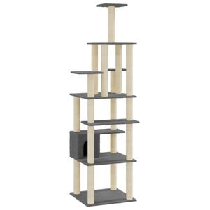 vidaXL Cat Tree Dark grey Engineered wood, plush, sisal Large