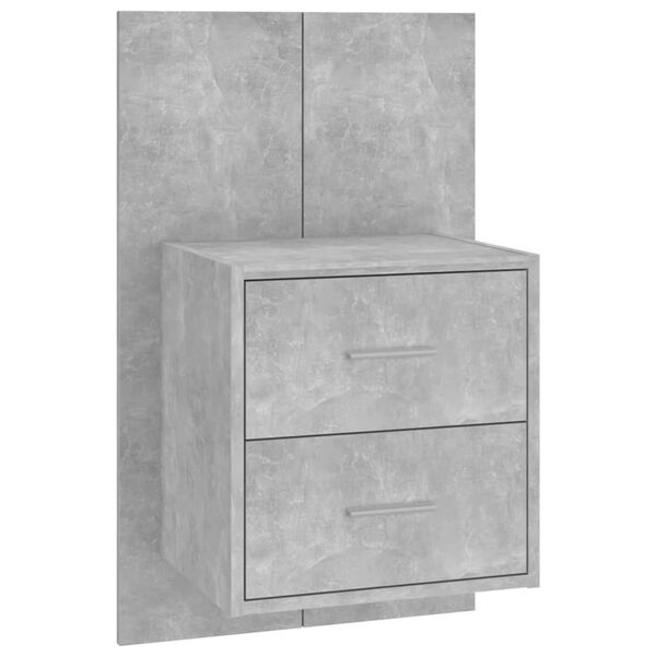 vidaXL Wall-mounted Bedside Cabinet Concrete Gray Engineered Wood Standard