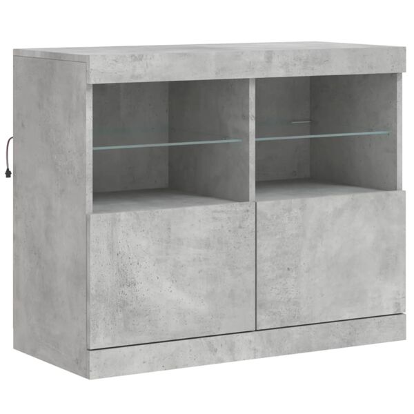 vidaXL Sideboard Concrete grey Engineered wood, glass Medium Sideboard