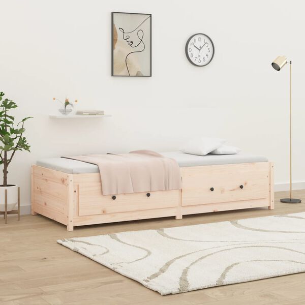 vidaXL Day Bed Natural Pine Solid Pine Wood Twin Day Bed Rectangular