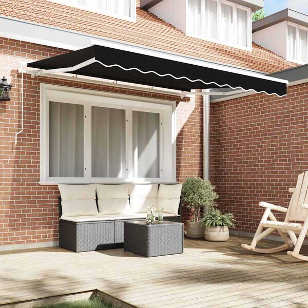 vidaXL Awning Replacement Fabric Black 118.11" x 98.43" Canvas