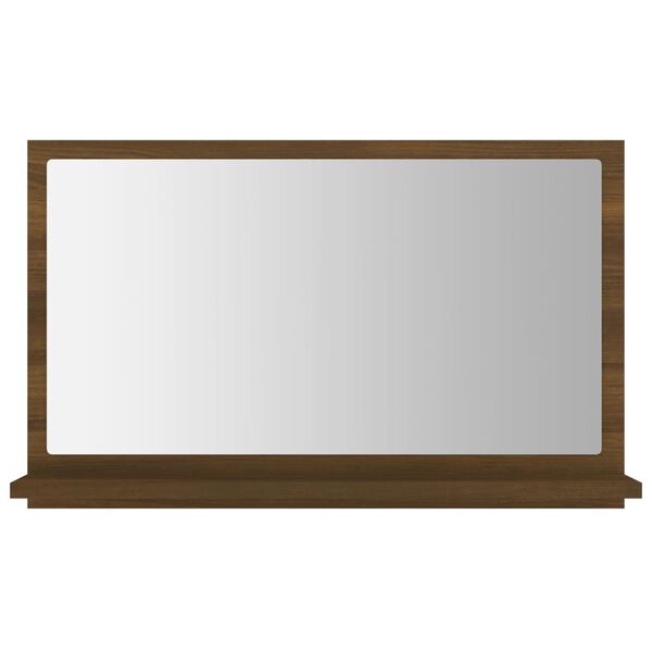 vidaXL Mirror Brown Oak Engineered wood, acrylic 23.6 x 4.1 x 14.6 in