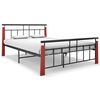 vidaXL Bed Frame Black, Dark Oak Powder-coated metal, solid oak wood