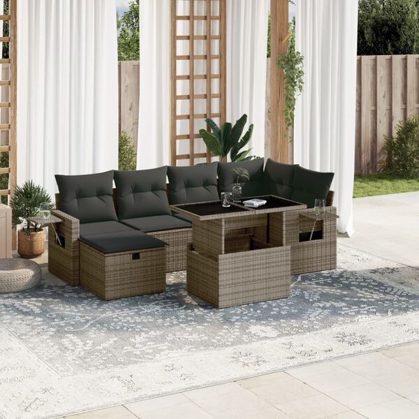 vidaXL Garden Sofa Set Grey
