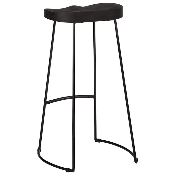 vidaXL Bar Stool Set of 2 Black Solid mango wood, iron Standard