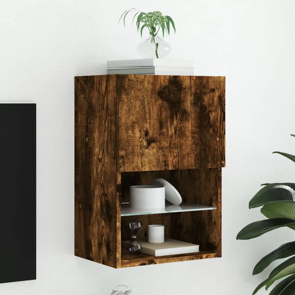 vidaXL TV Cabinet Smoked Oak Engineered Wood Compact TV Cabinet