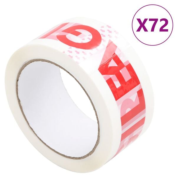 vidaXL Packaging Tape 72 pcs FRAGILE Printed White 1.89 " x 216.5 '