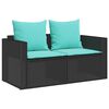 vidaXL 5 Piece Patio Sofa Set with Cushions Stackable Black Poly Rattan