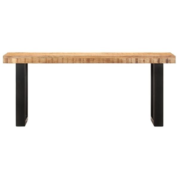 vidaXL Bench Brown and black Solid rough mango wood and steel 43.3 in