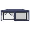 vidaXL Party Tent with 6 Mesh Sidewalls Blue 19.7'x13.1' HDPE