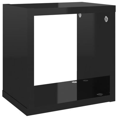 vidaXL Wall Cube Shelves 6 pcs High Gloss Black 8.7"x5.9"x8.7"