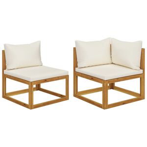 vidaXL Sofa Set Cream White, Natural Wood