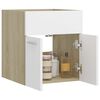 vidaXL Sink Cabinet White and Sonoma Oak Engineered Wood Bathroom Cabinet