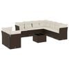 vidaXL Garden Sofa Set Brown PE Rattan, Powder-Coated Steel Large