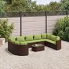 vidaXL Patio Sofa Set Set of 10 Brown, Green