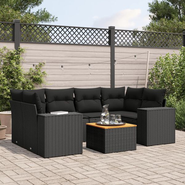 vidaXL Garden Sofa Set Black