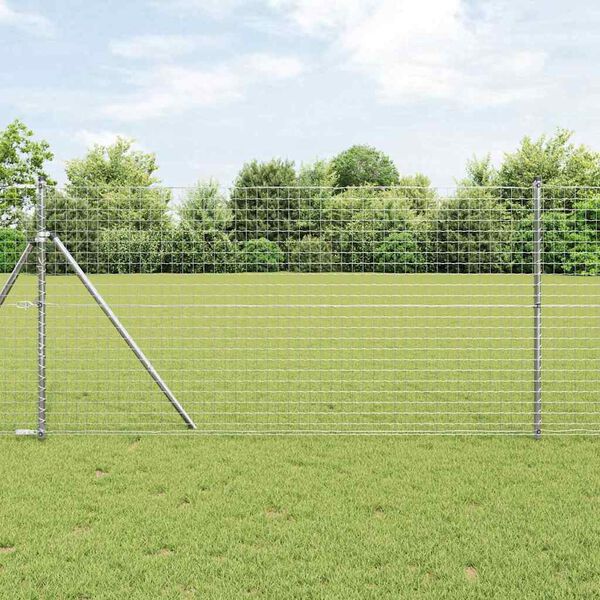 vidaXL Fence Posts Manual 13 pcs Silver Ø32mm 170 cm Galvanized steel
