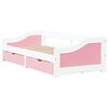 vidaXL Day Bed White and Pink Solid Pine Wood, Engineered Wood
