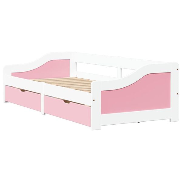 vidaXL Day Bed White and Pink Solid Pine Wood, Engineered Wood