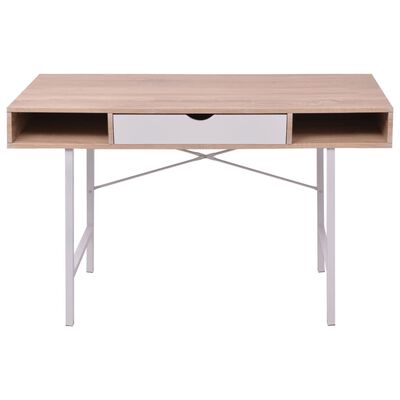 vidaXL Desk with 1 Drawer Oak and White