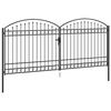 vidaXL Fence Gate Double Door with Arched Top Steel 157.5x68.9" Black