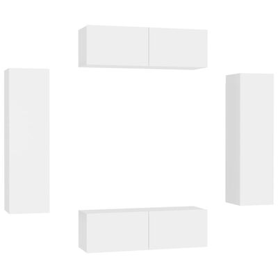 vidaXL 4 Piece TV Stand Set White Engineered Wood