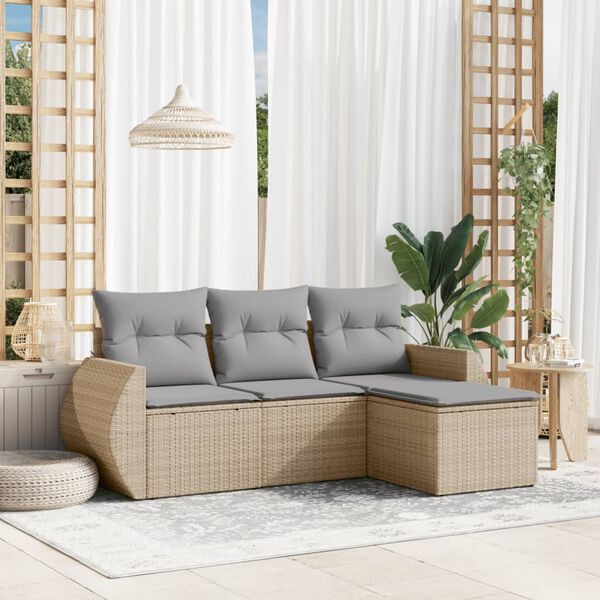 vidaXL Garden Sofa Set Beige, Light Grey