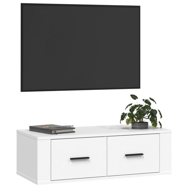 vidaXL TV Cabinet White Engineered wood Medium TV Cabinet Rectangular