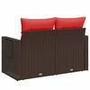 vidaXL Patio Sofa with Cushions 2-Seater Brown Poly Rattan