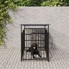 vidaXL Dog Kennel Black Powder-coated steel Medium Tough Dog Kennel