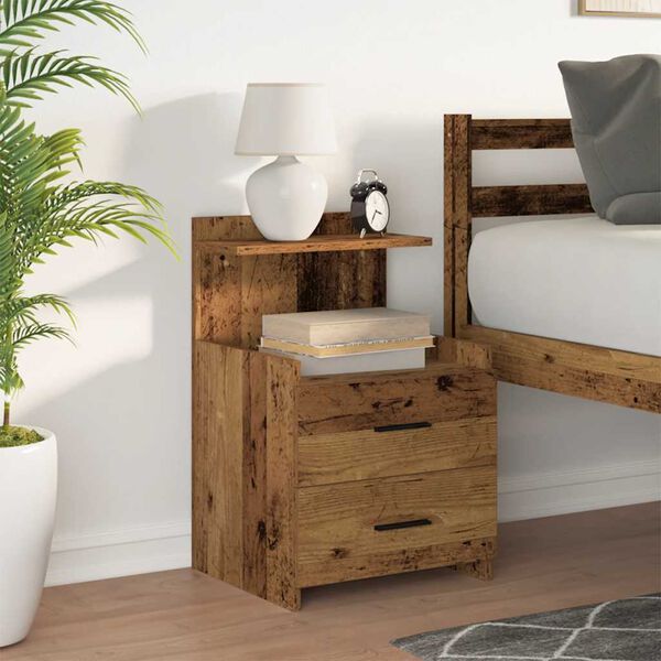 vidaXL Bedside Cabinet Old wood Engineered wood 15.7x14.4x24.4 in