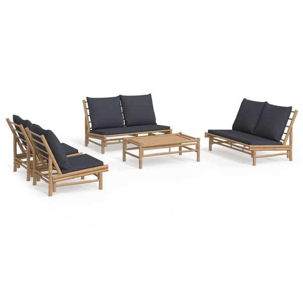 vidaXL Garden Lounge Set Dark Grey, Bamboo Bamboo Medium Modular