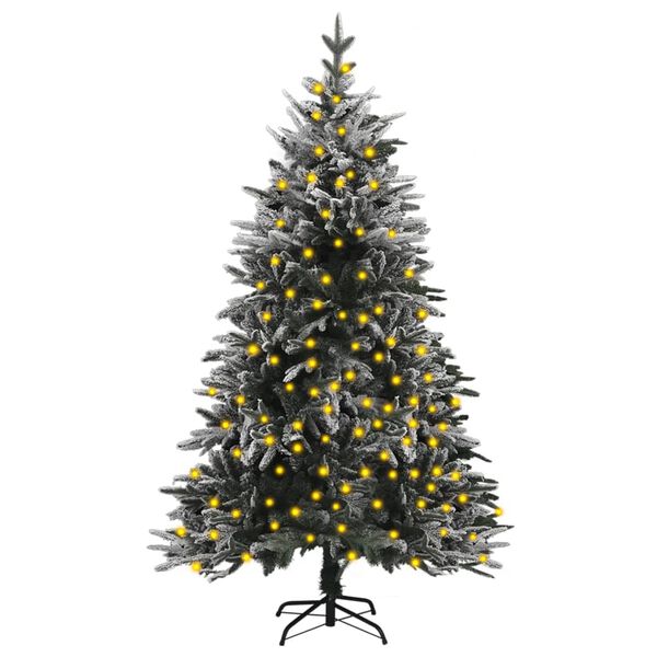 vidaXL Artificial Christmas Tree Green with white flocked snow