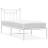vidaXL Bed Frame White Powder-Coated Steel Small Single Bed Frame