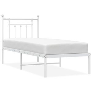 vidaXL Bed Frame White Powder-Coated Steel Small Single Bed Frame
