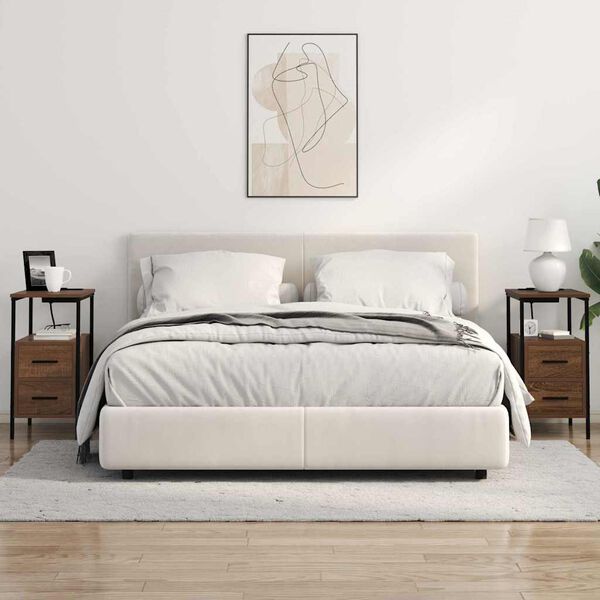 vidaXL Bedside Cabinet 2 pcs Brown Oak 11.81 x 18.90 x 24.02 in