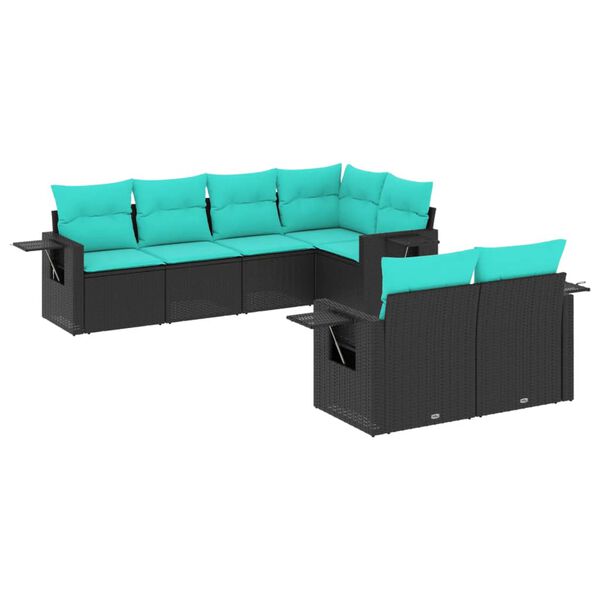 vidaXL Patio Sofa Set Black and Blue