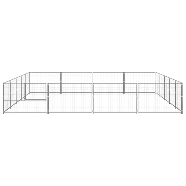 vidaXL Dog Kennel Silver Steel 215.3 sq ft Durable Cage Rectangular