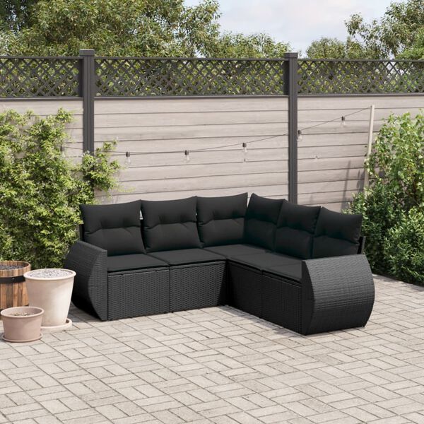 vidaXL Garden Sofa Set Black PE rattan Modular UV-resistant materials