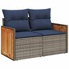 vidaXL 6 Piece Patio Sofa Set with Cushions Gray Poly Rattan Acacia