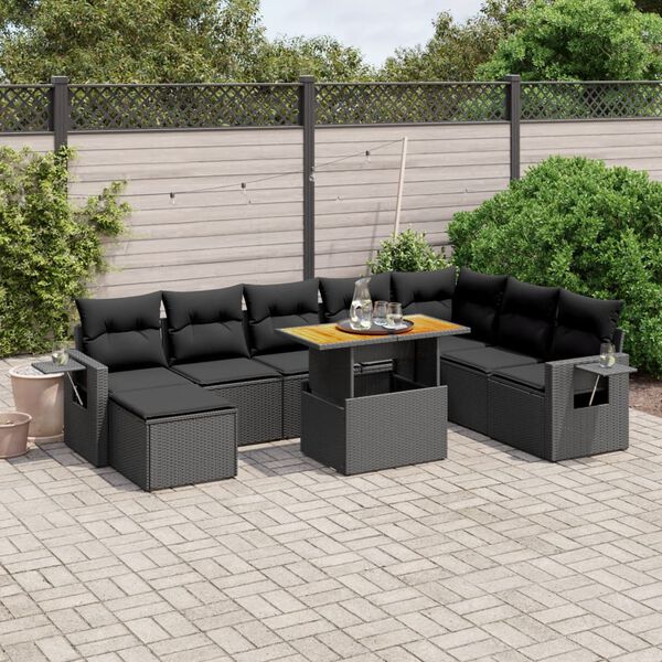 vidaXL Garden Sofa Set Black