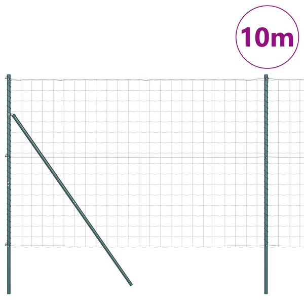 vidaXL Fence with Posts Green 59.1" x 393.7" Steel