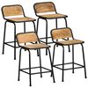 vidaXL Bar Stool Set of 4 Brown and black Solid rough mango wood, iron