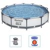 Bestway Swimming Pool Set Grey Steel 144.1 in diameter