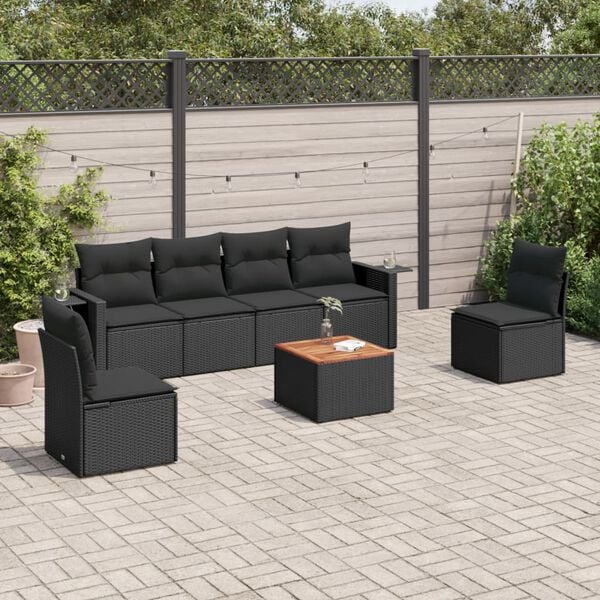 vidaXL Garden Sofa Set Black PE rattan Large Foldable Garden Sofa Set
