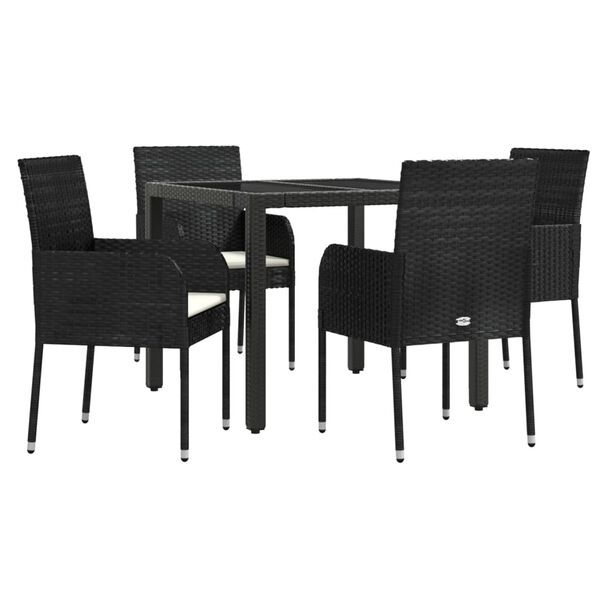 vidaXL Garden Dining Set Black, Cream White