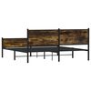 vidaXL Bed Frame Smoked Oak Steel, Engineered Wood 63x79 in Bed Frame