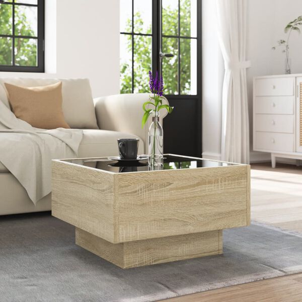 vidaXL Coffee Table Sonoma oak Engineered wood, glass Medium