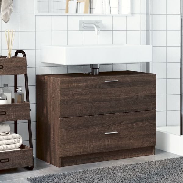 vidaXL Sink Cabinet Brown oak Engineered wood Standard Storage