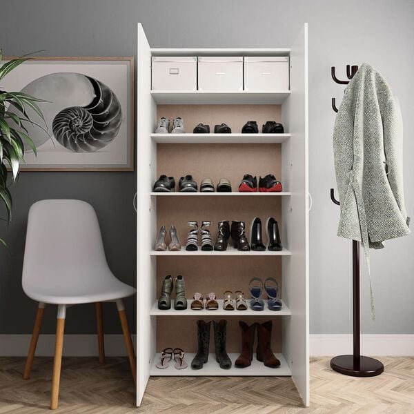 vidaXL Shoe Cabinet White Engineered wood Large Shoe Cabinet
